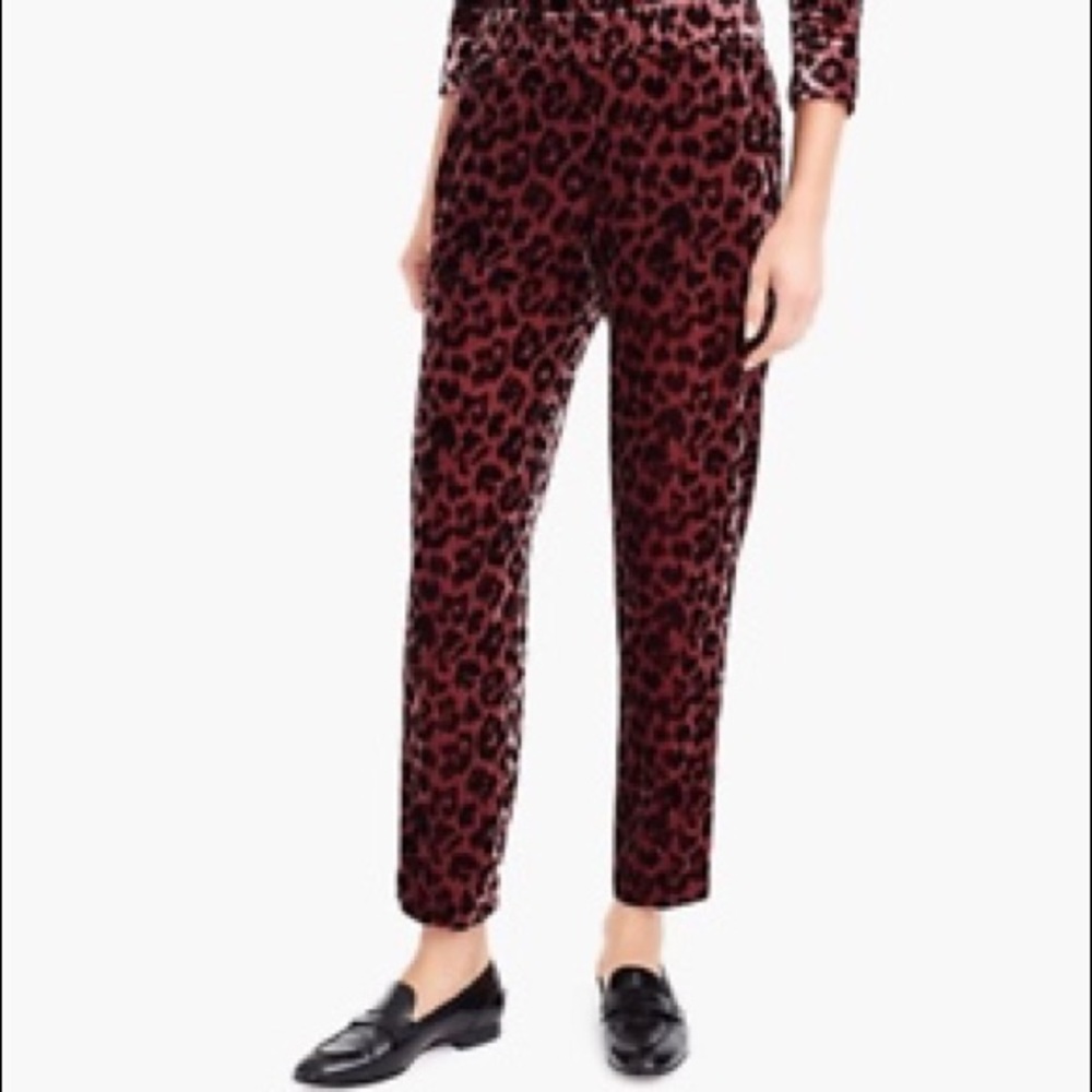 J. Crew Pant Rose Leopard Velvet size 2P NWT
